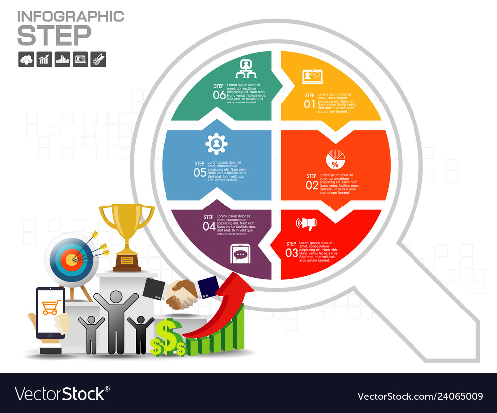 Business data process chart diagram with steps vector image Business data process chart diagram with steps