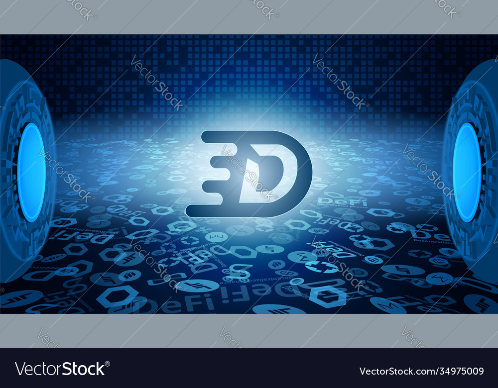 Digex token symbol defi system shining vector image Digex token symbol defi system shining