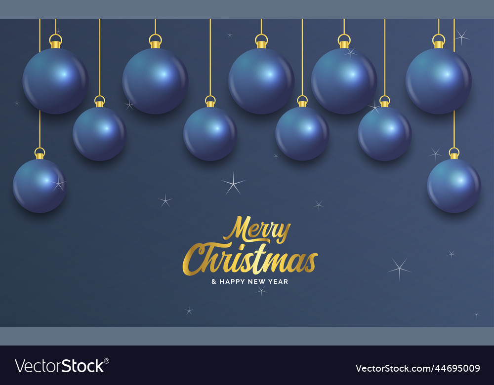 Frohe Weihnachten dunkel blau Banner mit Kugeln