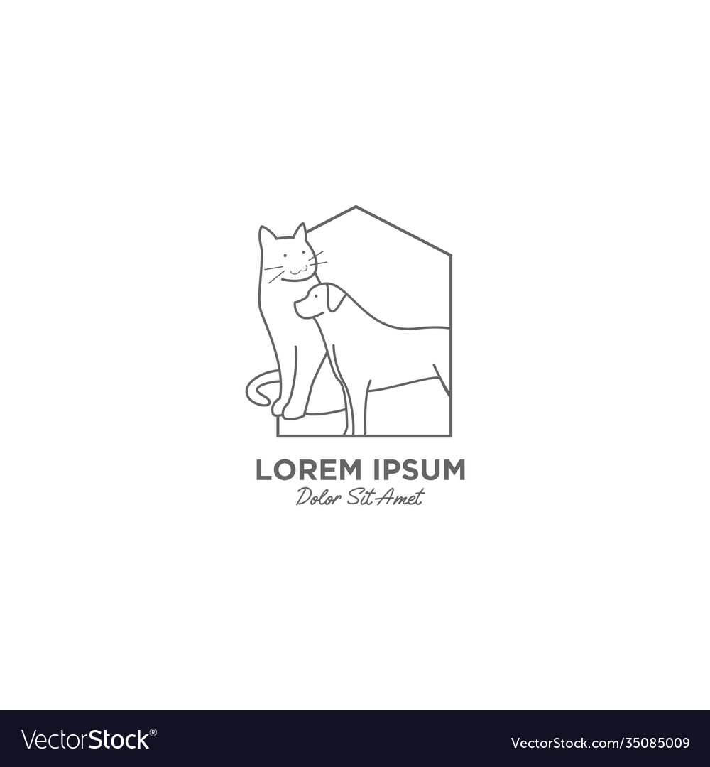 Pet care logo with monoline style