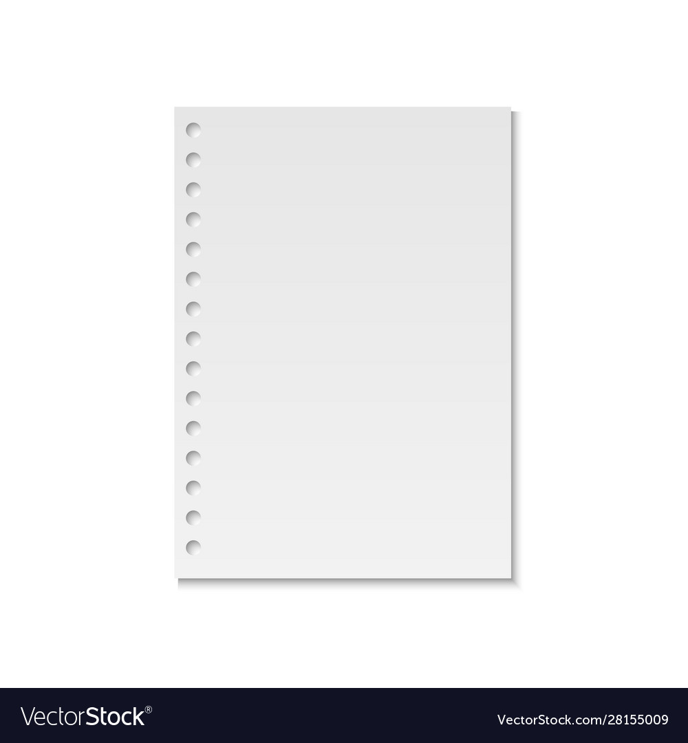 Realistic notebook paper page Royalty Free Vector Image