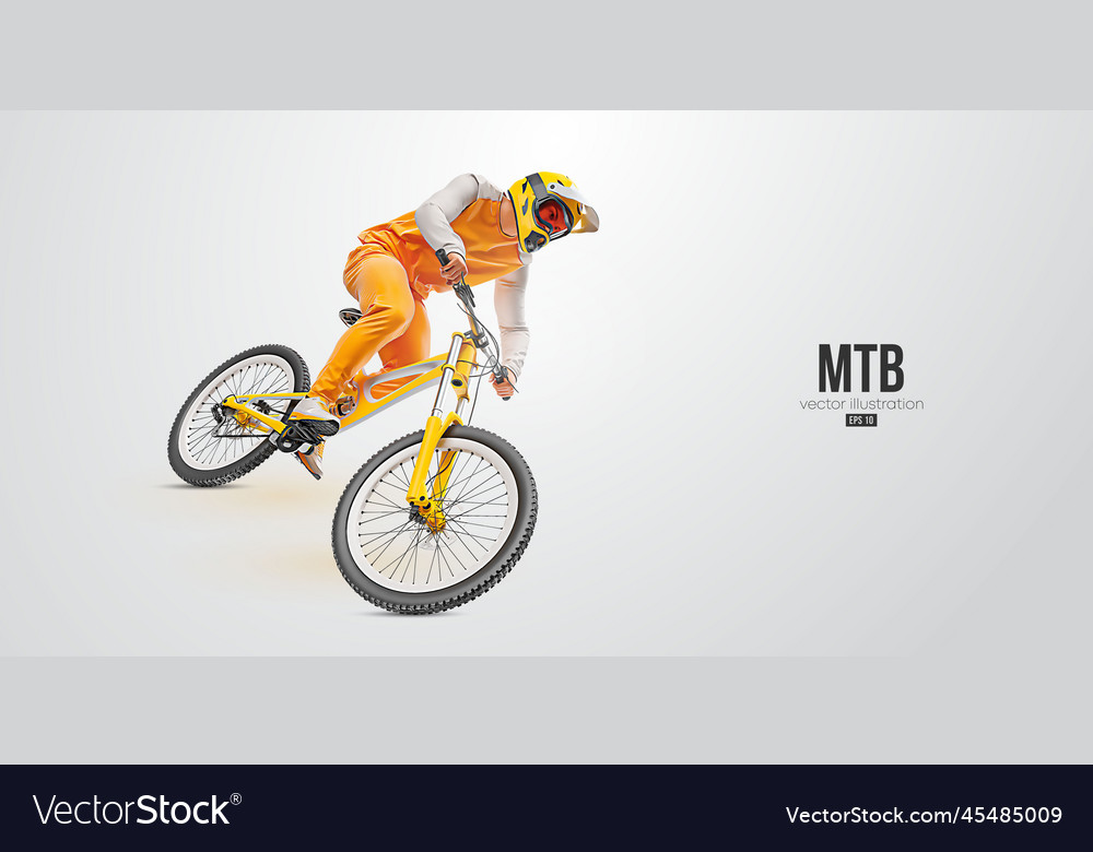 Realistic silhouette of a mtb rider man is doing vector image Realistic silhouette of a mtb rider man is doing