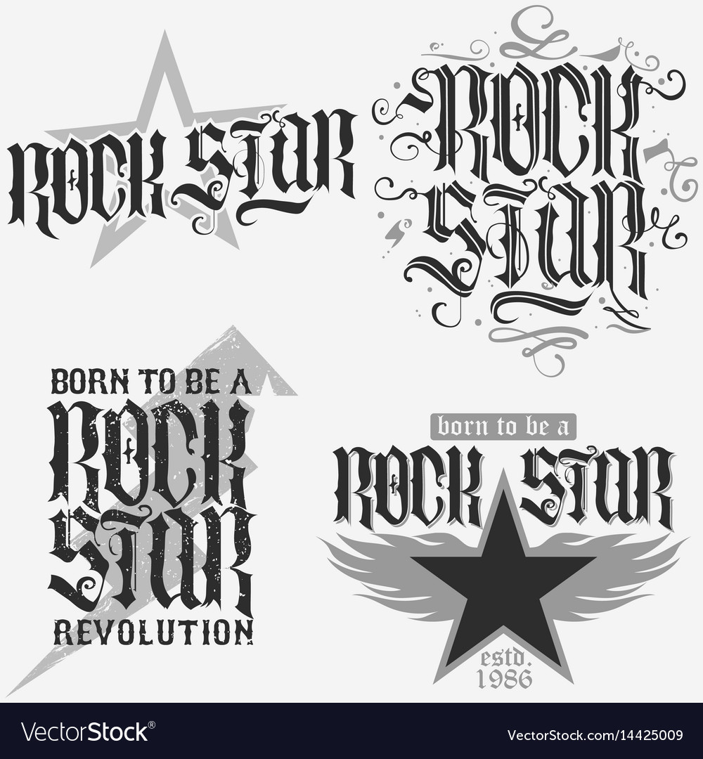 Rock star lettering Royalty Free Vector Image - VectorStock