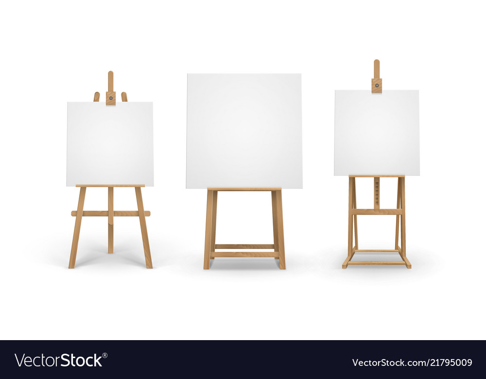 Set of brown sienna wooden easels with mock Vector Image