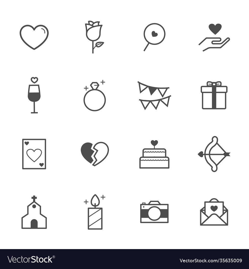 Simple icon set love valentine and wedding