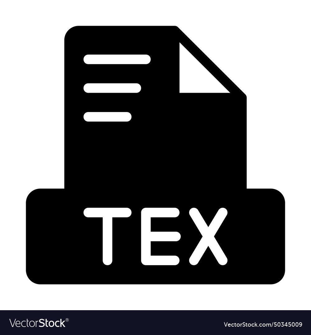 Tex file icon simple design solid style document vector image Tex file icon simple design solid style document