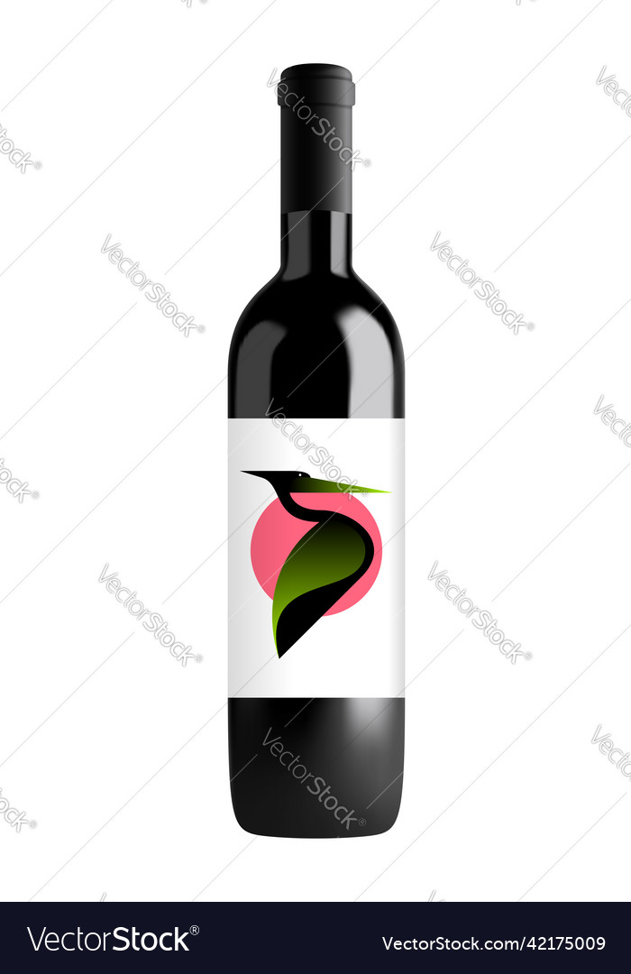 Wine bottle in mesh gradient style