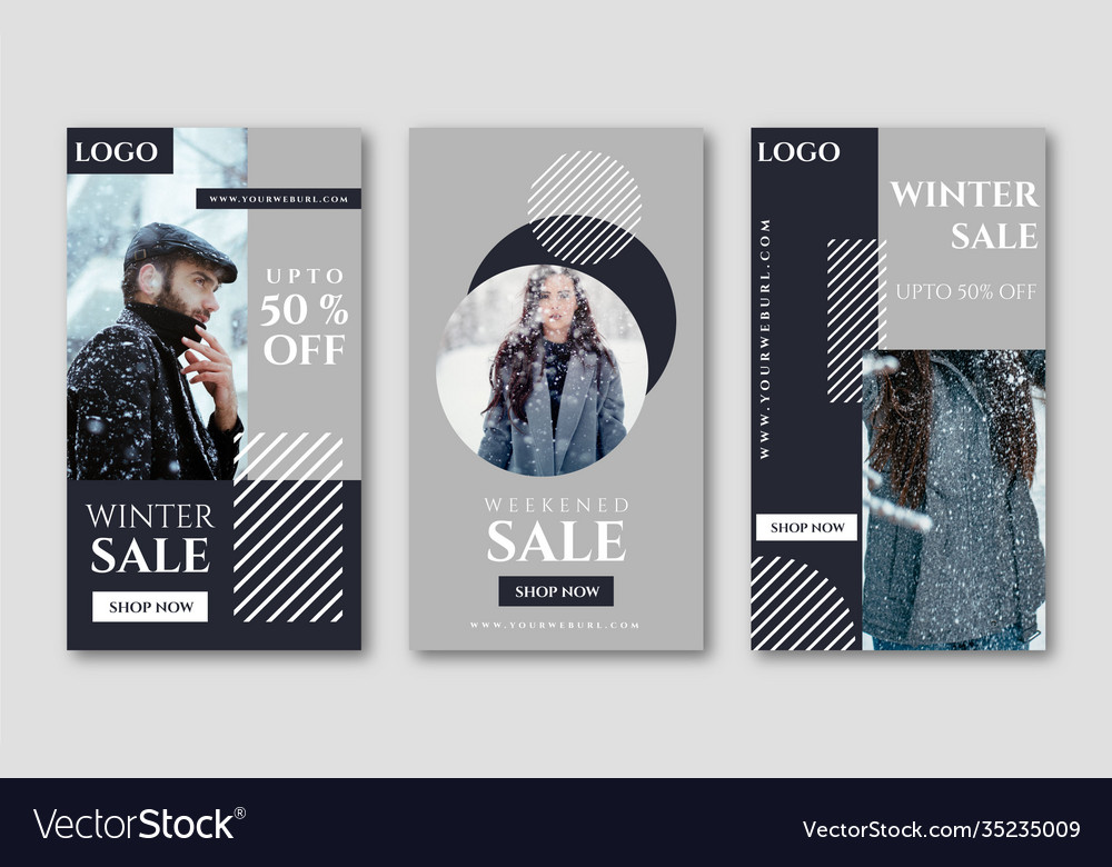Winter sale instagram statussocial media post ban vector image Winter sale instagram statussocial media post ban