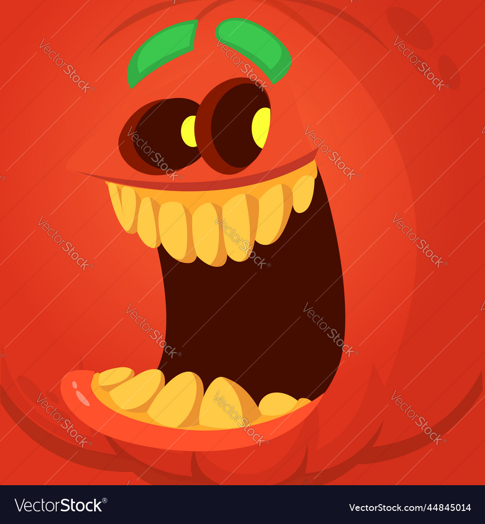 Cartoon funny halloween pumpkin head with scary