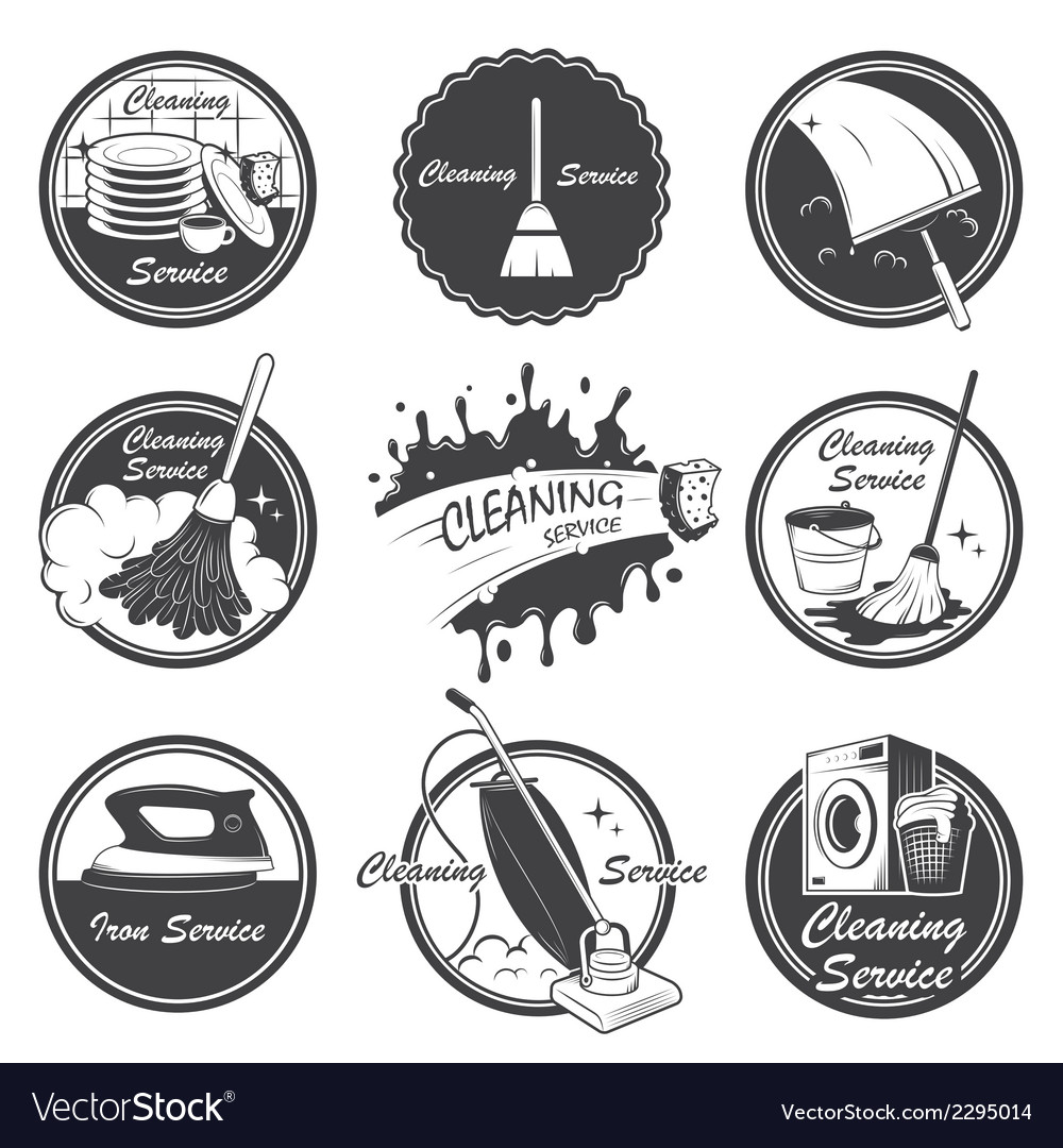 Cleaning emblems Royalty Free Vector Image - VectorStock