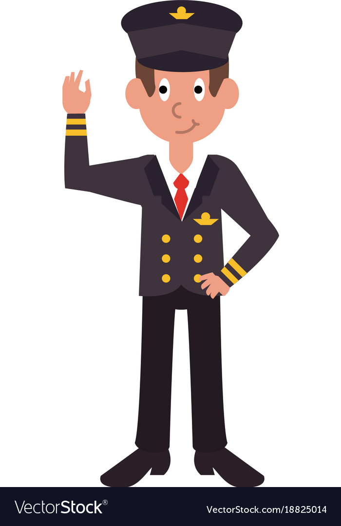 Commercial pilot avatar cartoon Royalty Free Vector Image