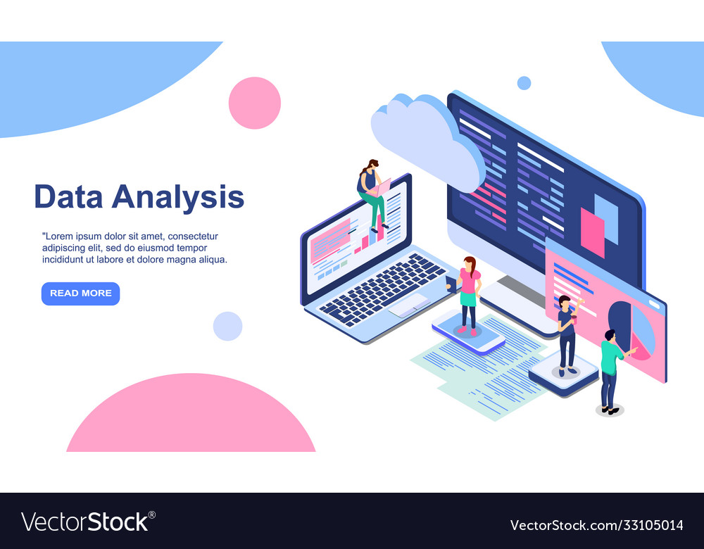 Data analysis modern flat design isometric concept