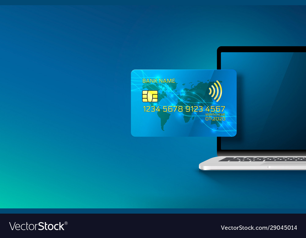 Electronic credit card and computer icon finance