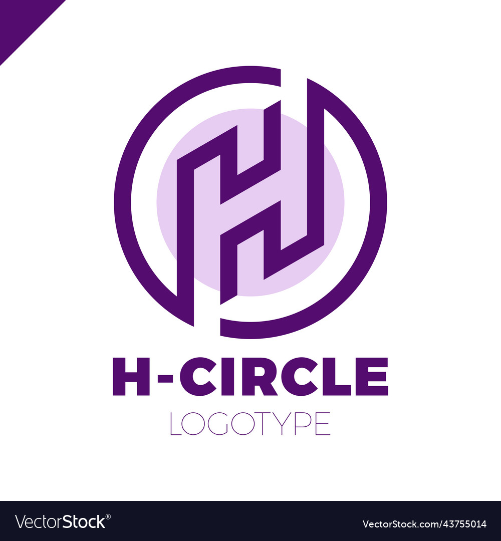 Letter h logo with circle in line style design Vector Image