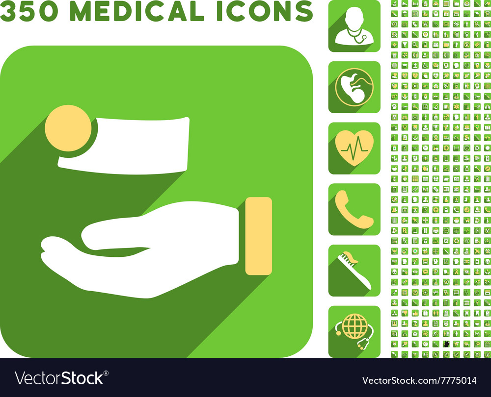 Money payment icon and medical longshadow set