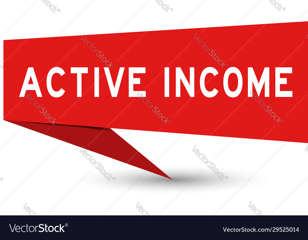 Red color paper speech banner with word active