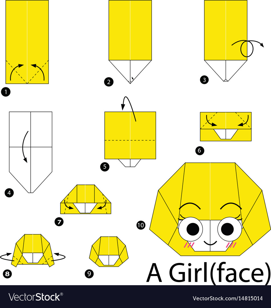 Step instructions how to make origami a girl Vector Image