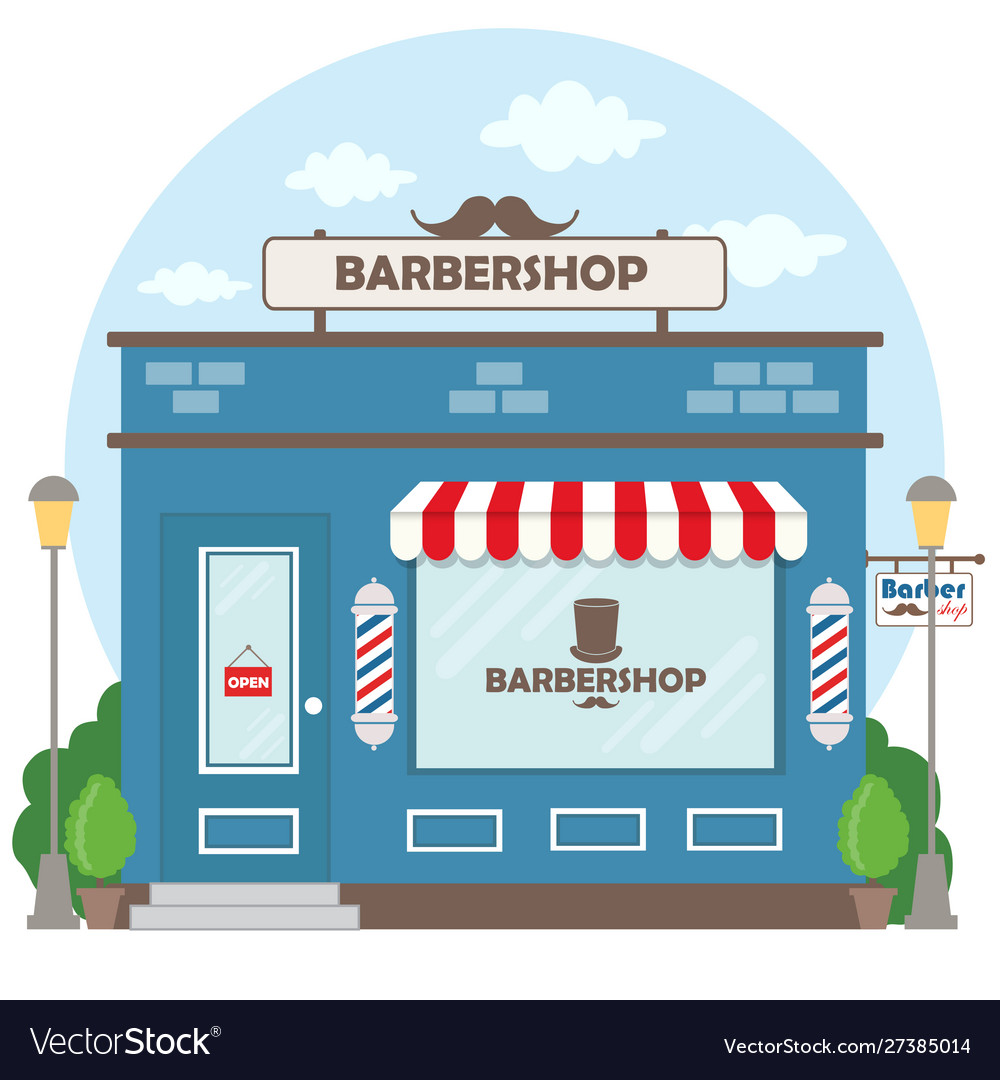 Street Building Facade Barbershop Front Shop Vector Image 0477