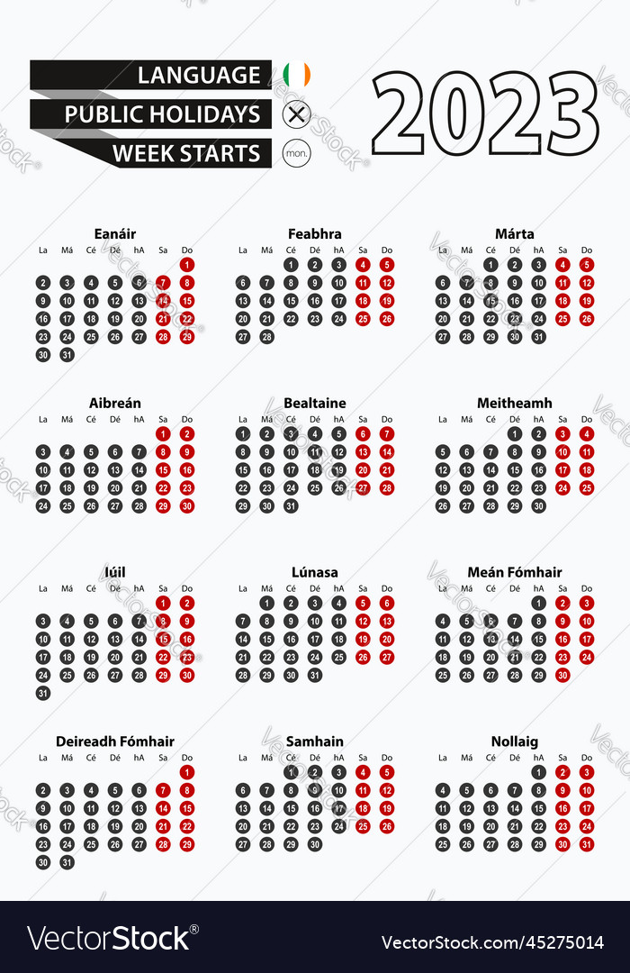 Template calendar 2023 with number in circles