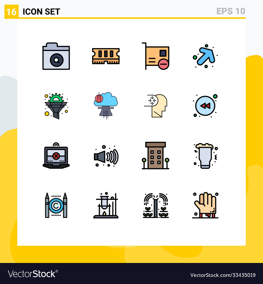 16 universal flat color filled lines set for web