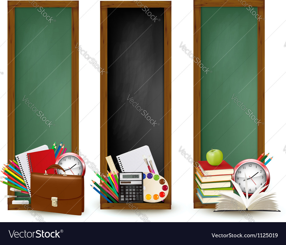 Back to school three banners with supplies Vector Image