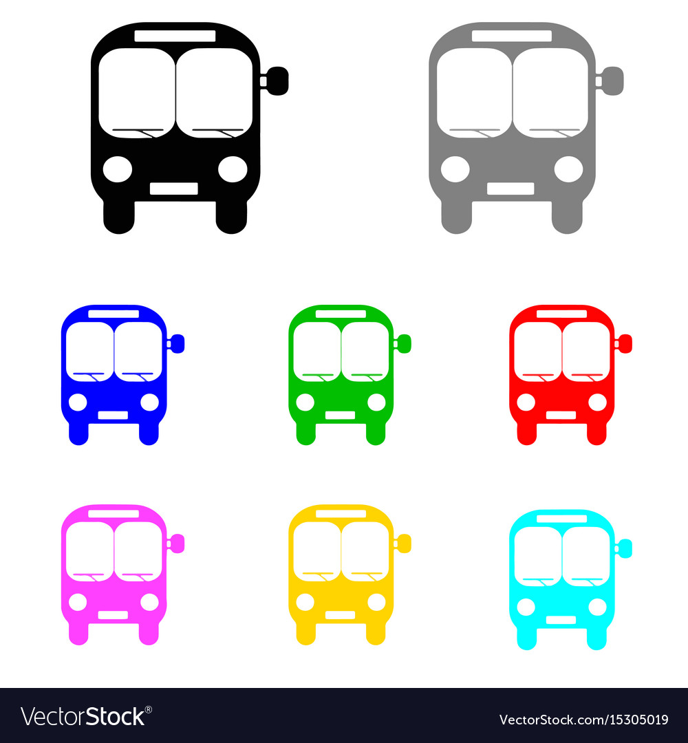 Bus set in multiple colors Royalty Free Vector Image