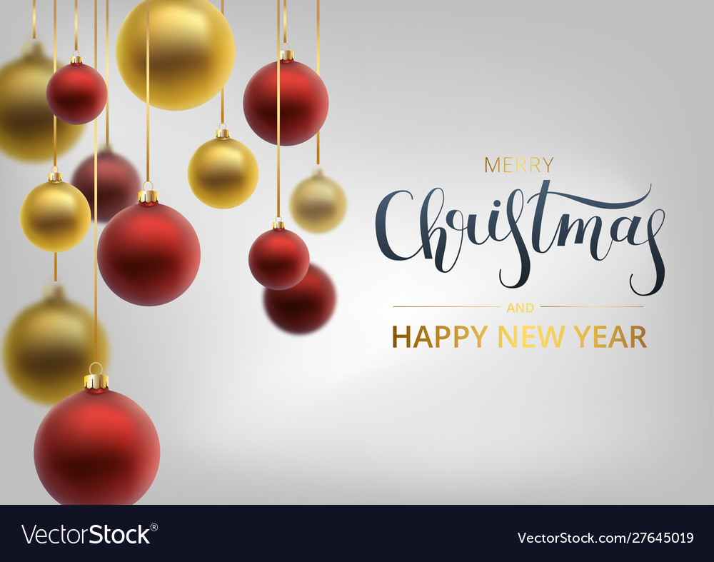 Christmas greeting card red ball vector image Christmas greeting card red ball