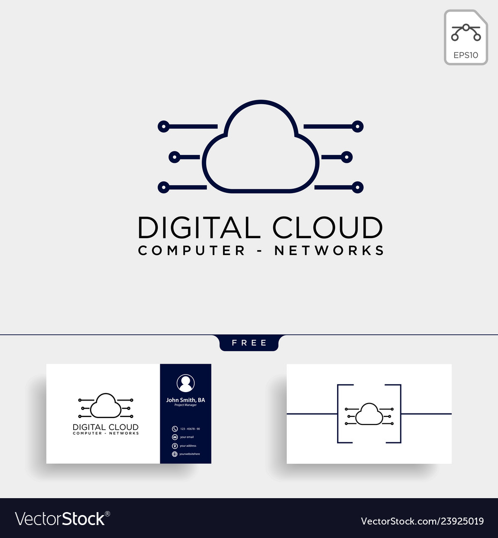 Cloud digital technology line logo template