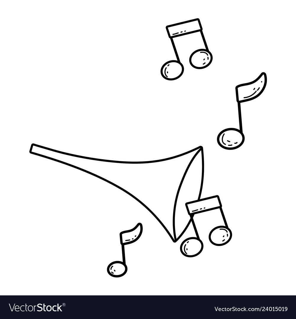 Cute trumpet with music notes Royalty Free Vector Image