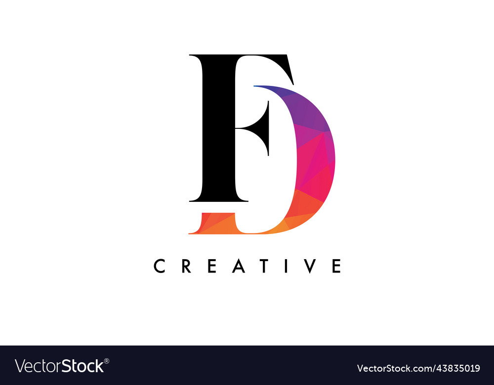 Fd letter design with creative cut and colorful Vector Image