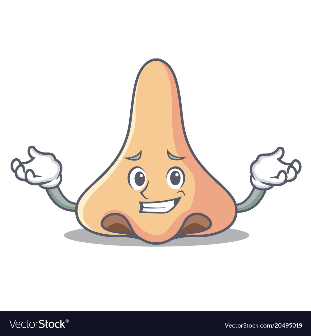 Grinning nose character cartoon style Royalty Free Vector