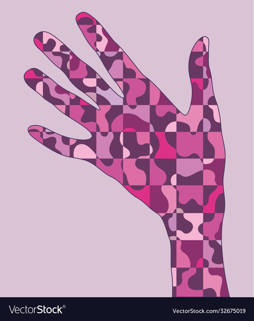 Hand with checkered pattern inside vector image Hand with checkered pattern inside