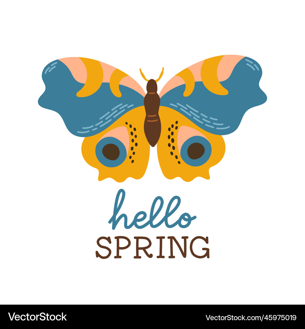 Hello spring hand drawn flat Royalty Free Vector Image