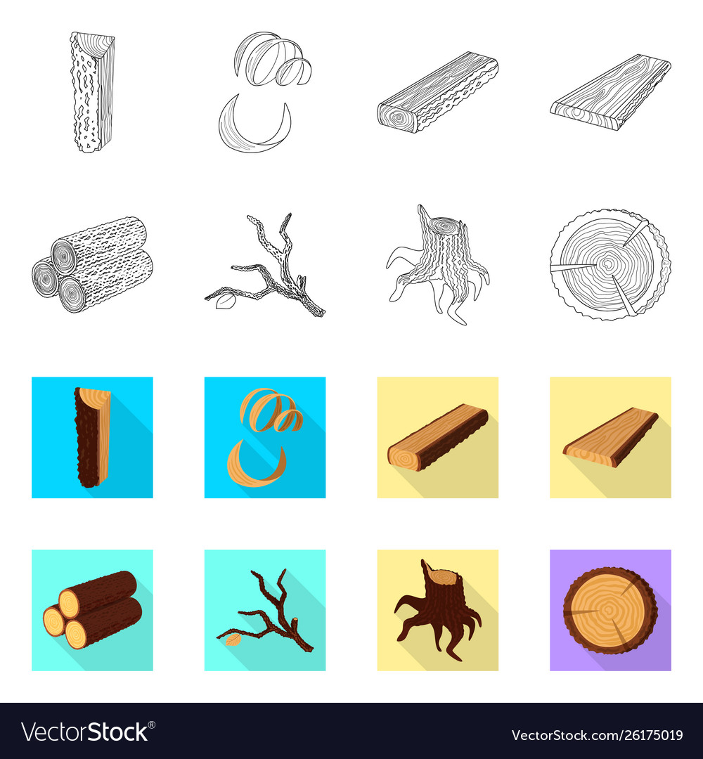 Isolated object tree and raw sign collection vector image Isolated object tree and raw sign collection
