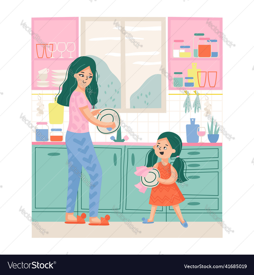 Mother daughter kitchen composition