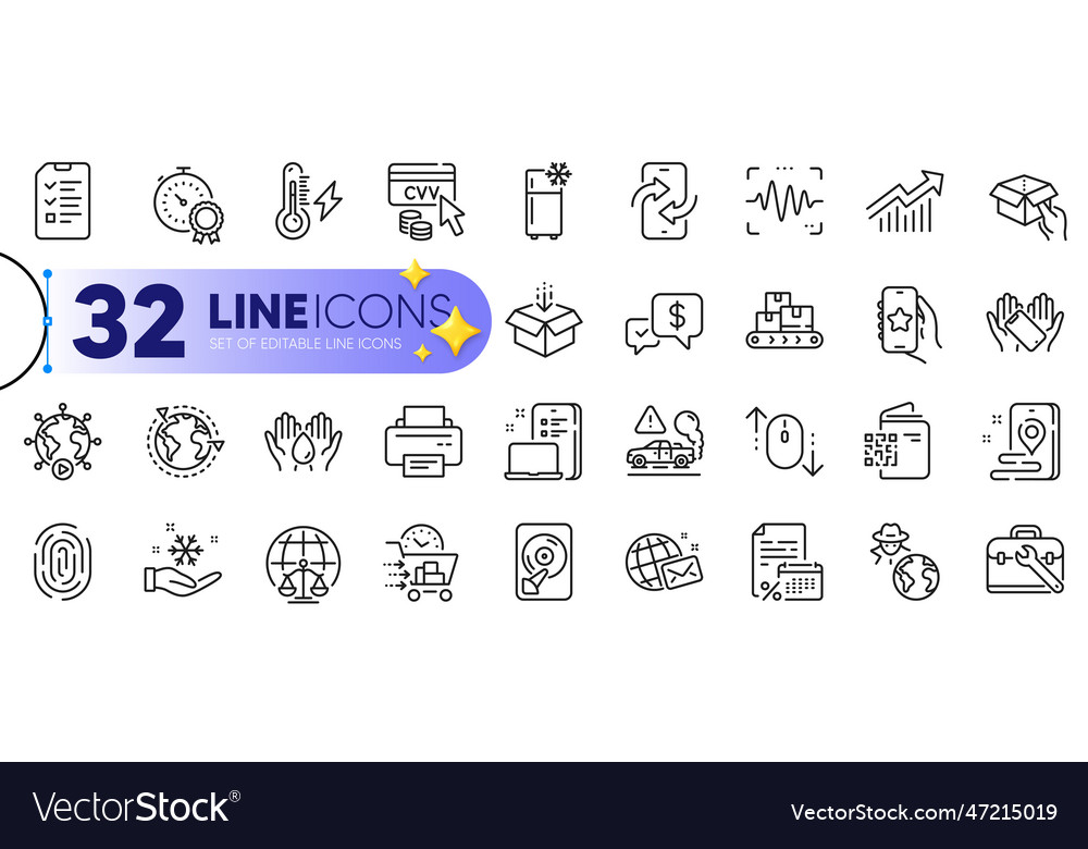 Outline set of world mail wholesale goods Vector Image