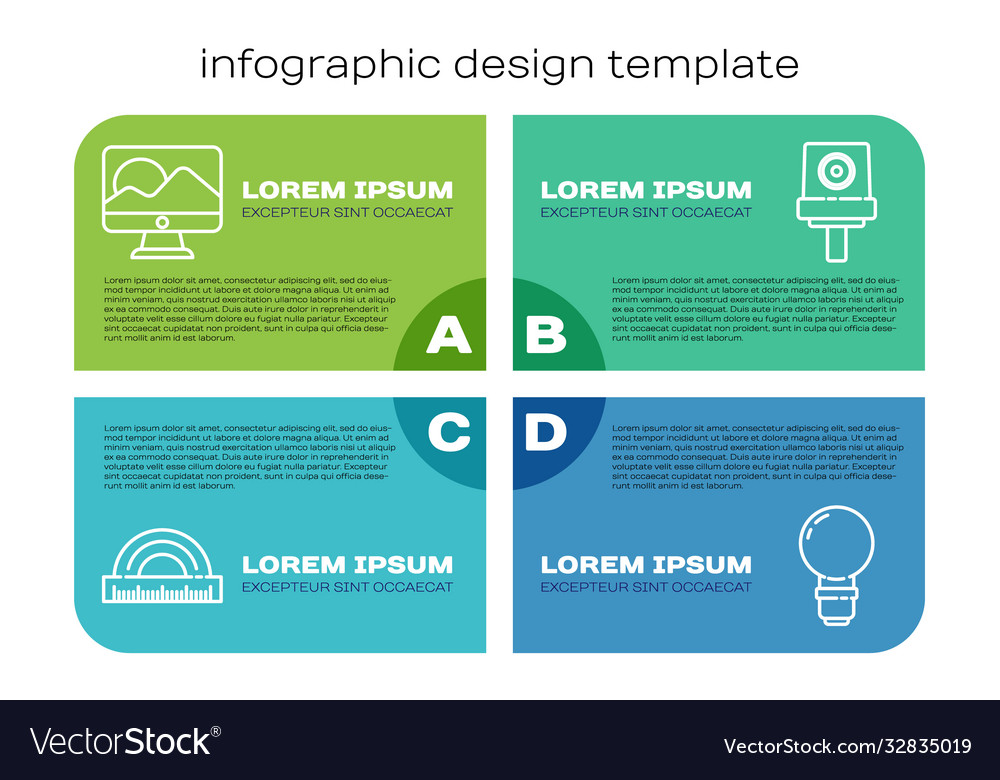 Set line protractor computer monitor screen Vector Image