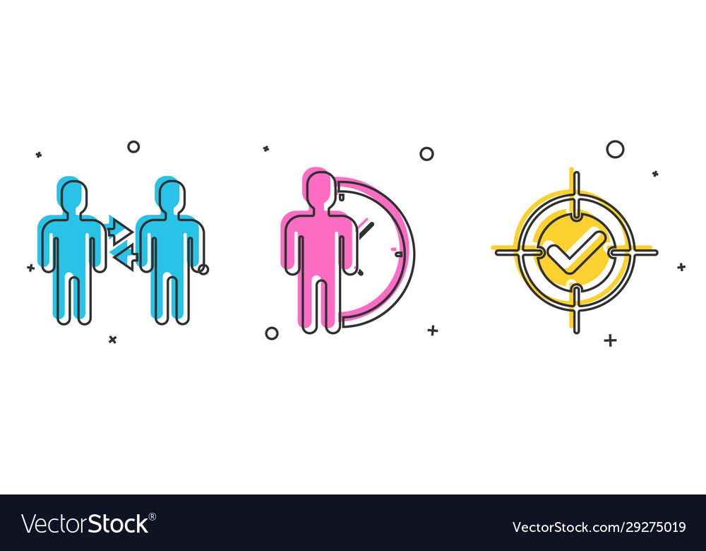 Set project team base time management and target vector image Set project team base time management and target