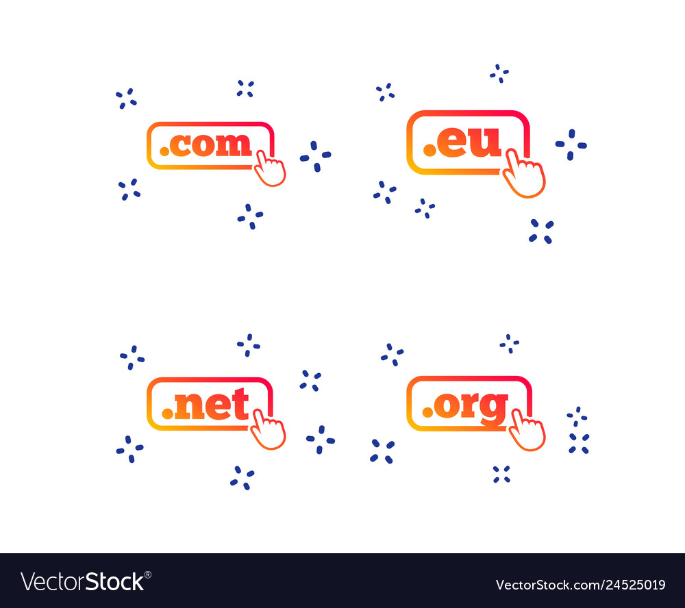Top-level domains signs com eu net and org vector image Top-level domains signs com eu net and org