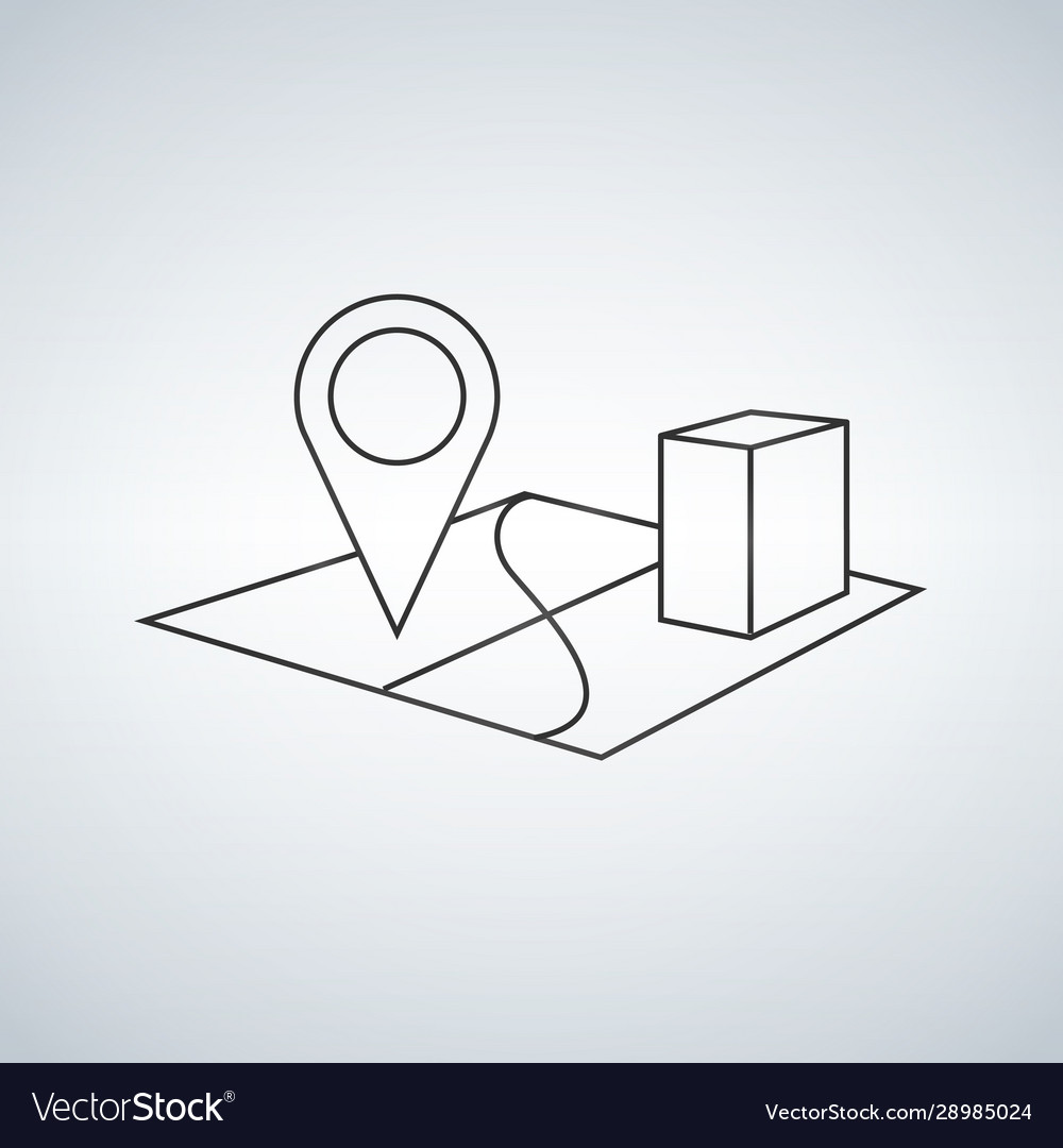 3d map pointer line icon mobile gps navigation