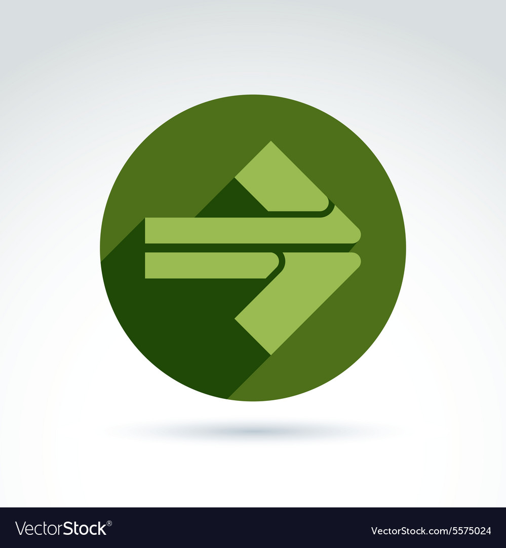 Abstract emblem with green arrow pointer double