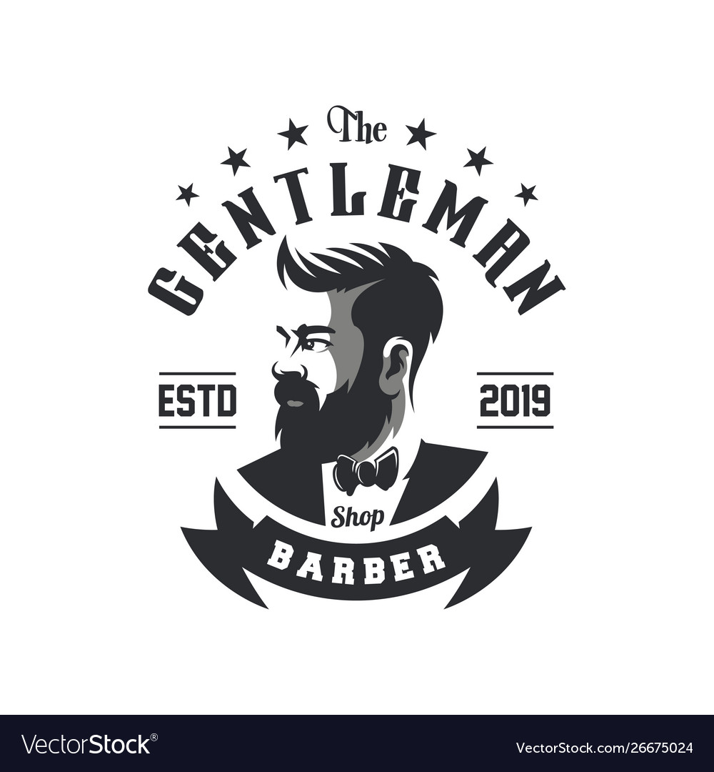 Barber shop vintage logo design Royalty Free Vector Image