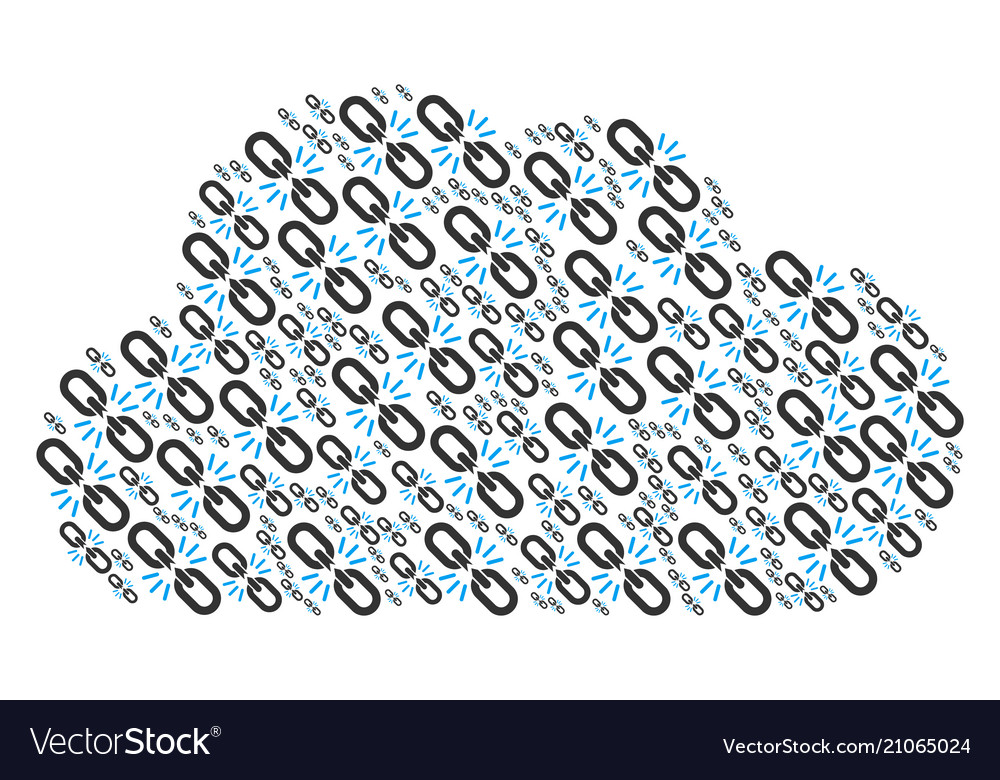Cloud shape of break chain link icons vector image Cloud shape of break chain link icons