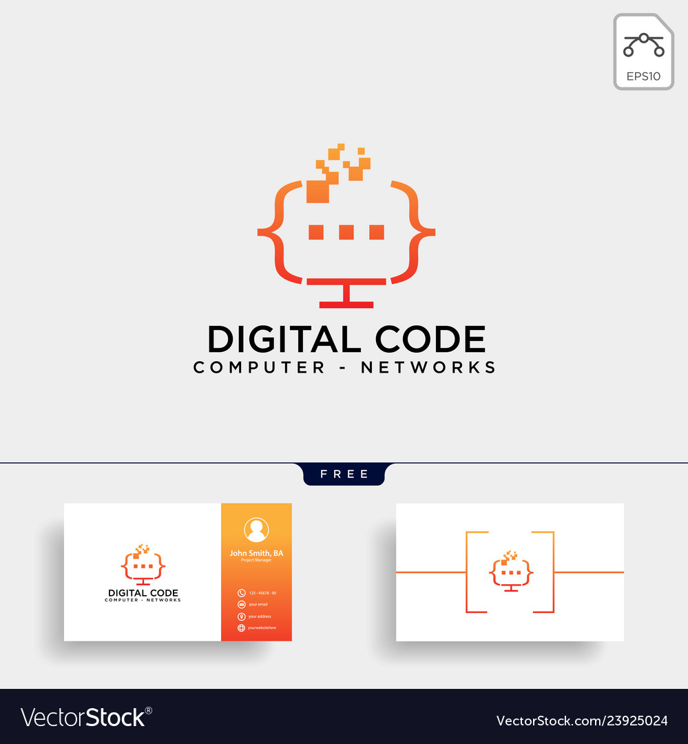 Code Programmiermonitor einfache Logovorlage vector image Code Programmiermonitor einfache Logovorlage