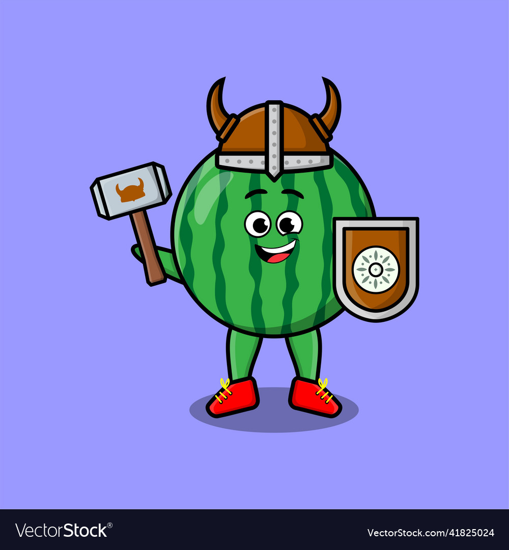 Cute cartoon character watermelon viking pirate