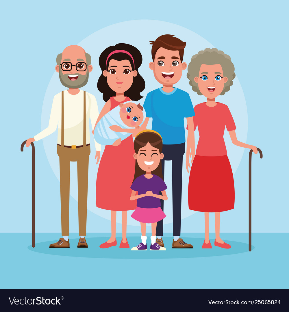 Family with kids cartoon Royalty Free Vector Image