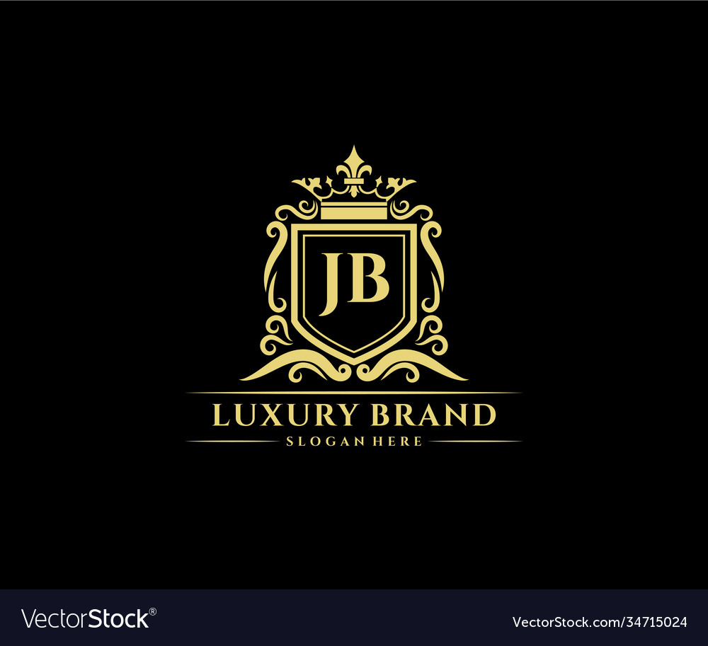 Jb initial letter gold calligraphic feminine Vector Image