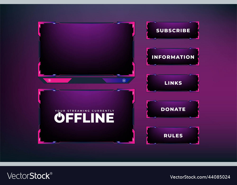 Live streaming button collection with offline Vector Image