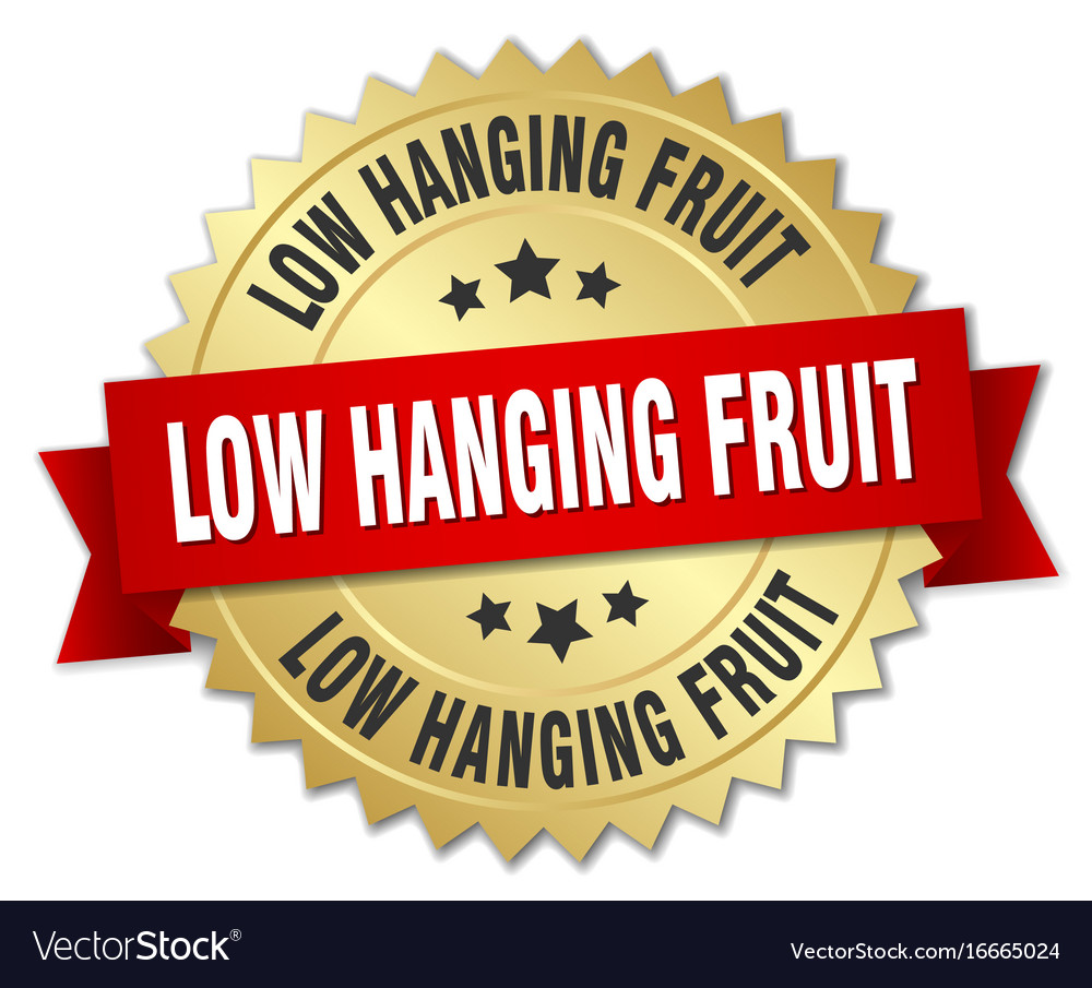 Low hanging fruit round isolated gold badge