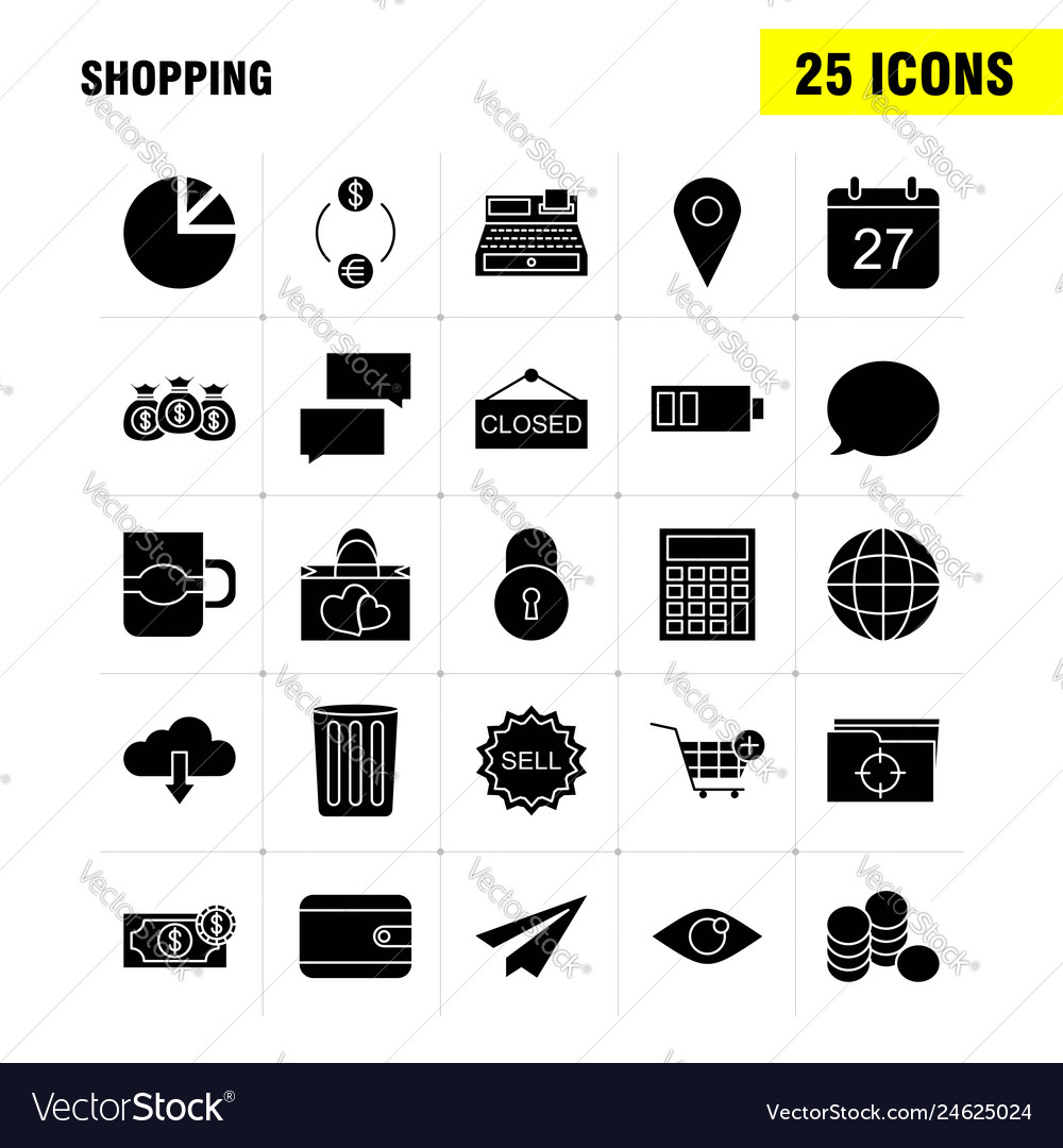 Shopping solid glyph icon for web print